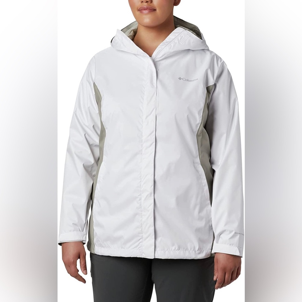 Columbia Women's Arcadia Ii Jacket; lightweight waterproof white & gray coat
